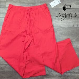 Athleta Linen Wide Leg Drawstring Pants Size L